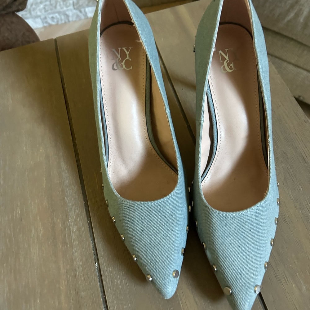 New York & Company Blue Textured Stiletto Heels